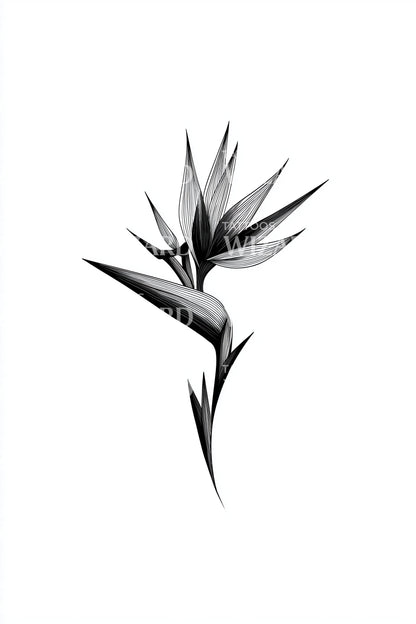 Minimal Bird of Paradise Tattoo Design