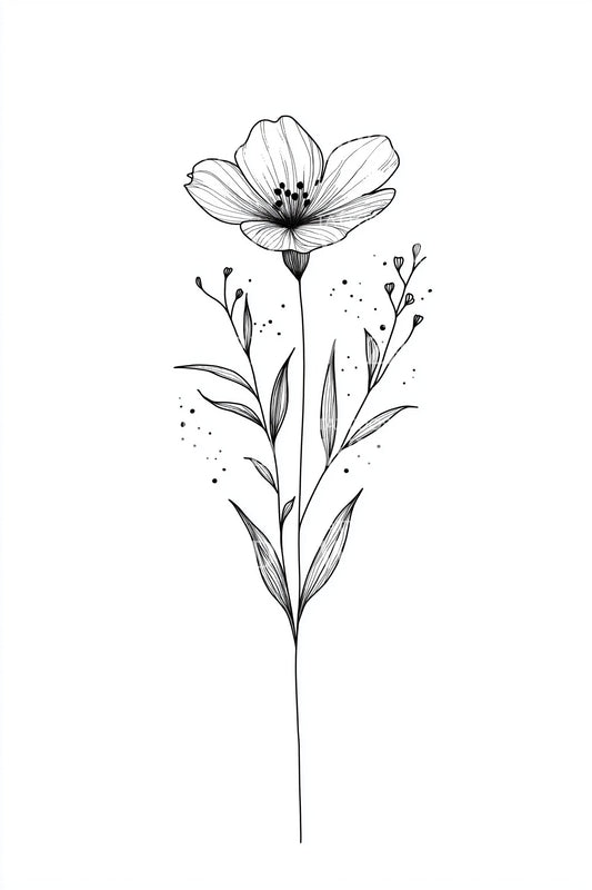 Design de tatouage contour minimaliste de fleur