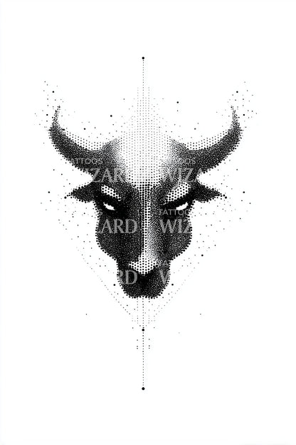 Idea di tatuaggio minimalista con testa di toro