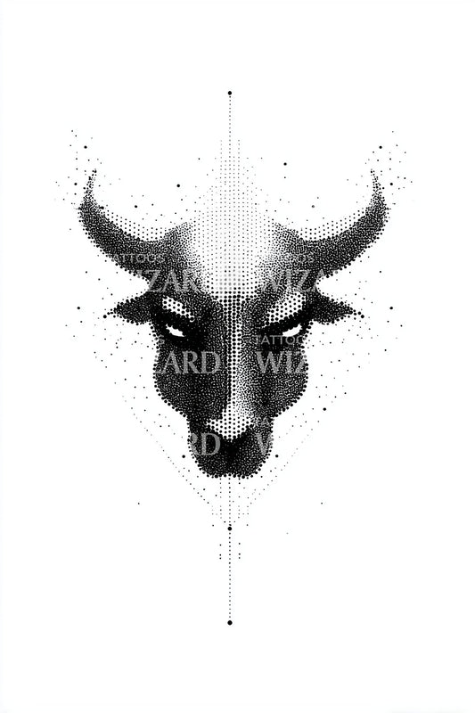 Idea di tatuaggio minimalista con testa di toro