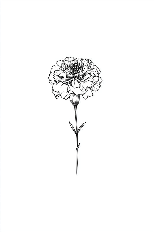 Diseño de tatuaje de línea minimalista de clavel