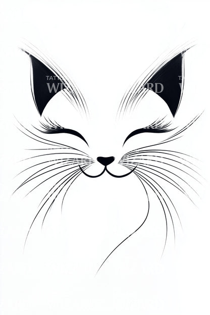 Minimal Cat Face Tattoo Design