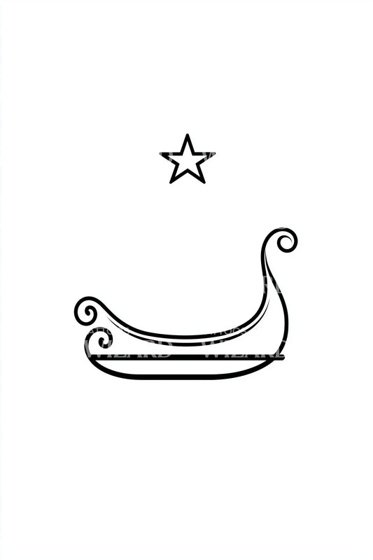 Minimal Christmas Sleigh Tattoo Design