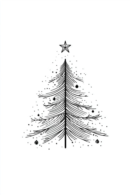 Minimal Christmas Tree Tattoo Design