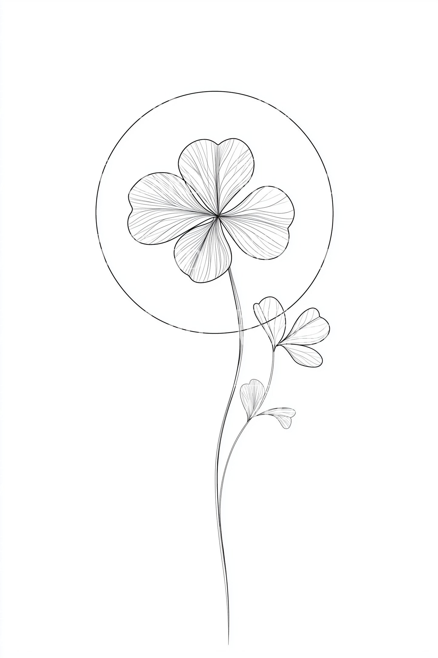 Minimalistinen apilan viivapiirros tatuointi-idea