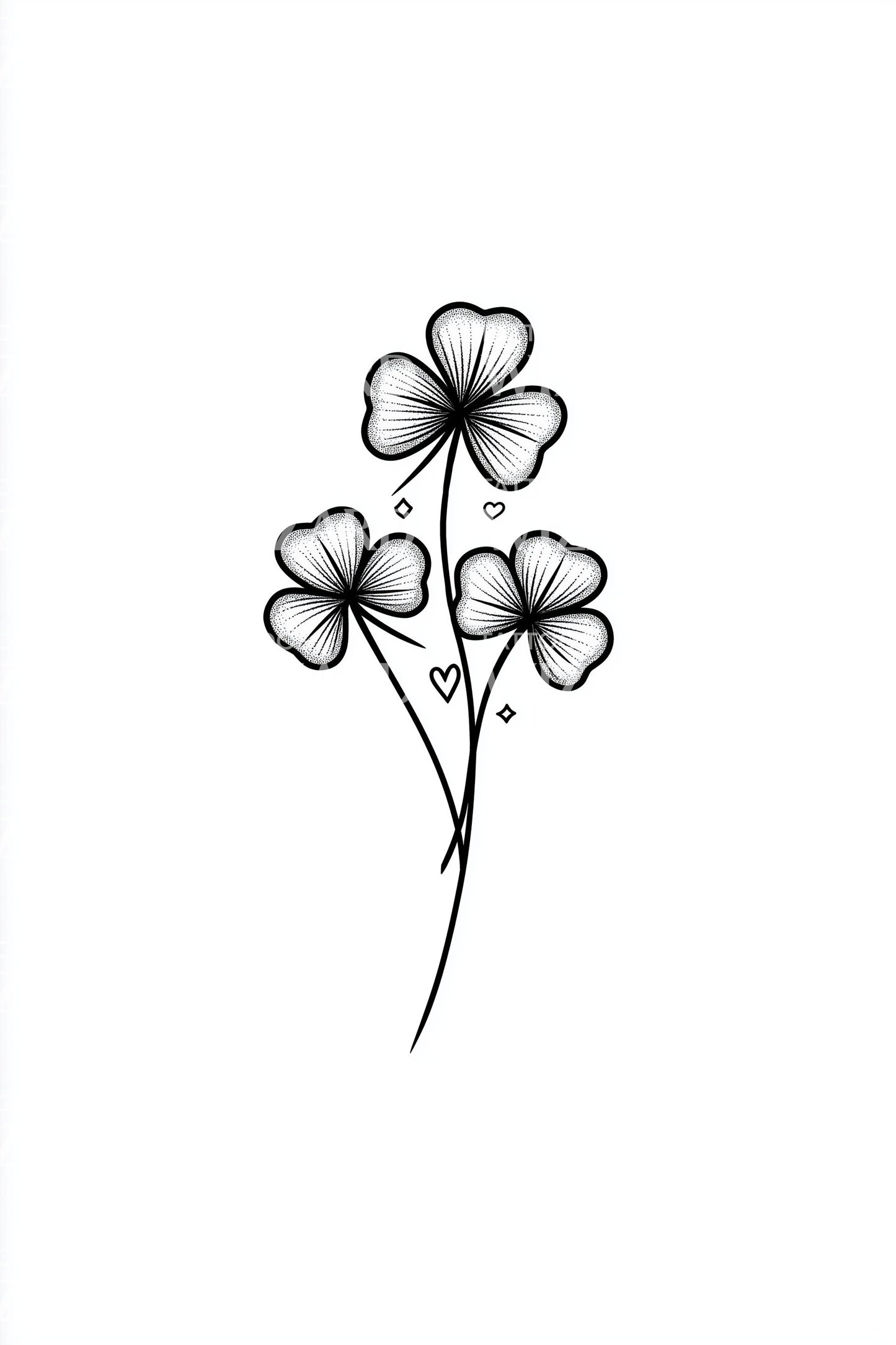 Minimal Clover Sprig Tattoo Design
