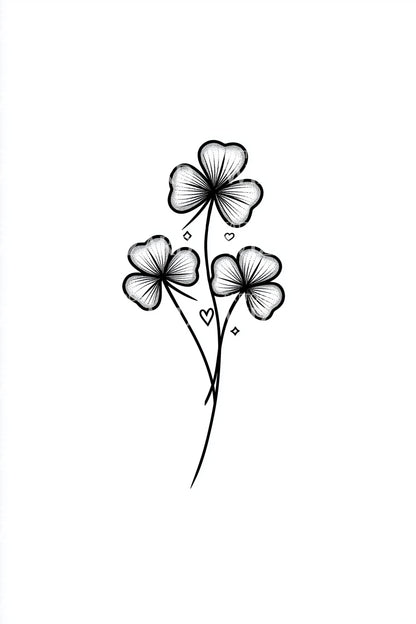 Minimal Clover Sprig Tattoo Design