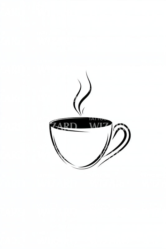 Minimal Coffee Cup Tattoo Design