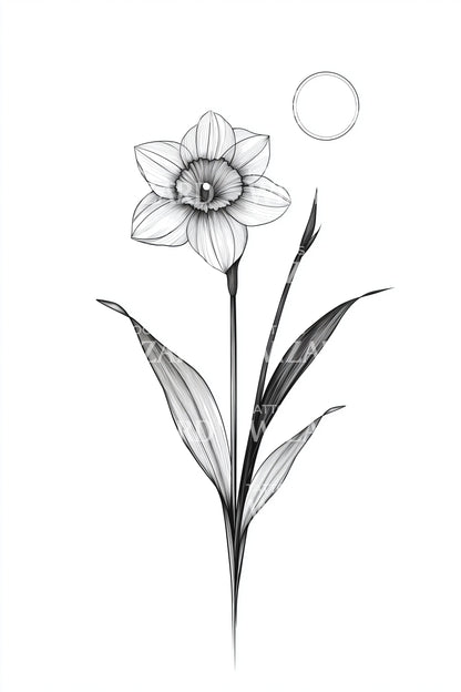 Minimalistisk Påskliljeglädje Tatuering Design