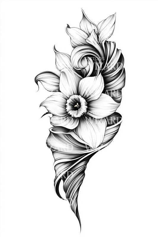 Idea de tatuaje minimalista de espiral de narciso