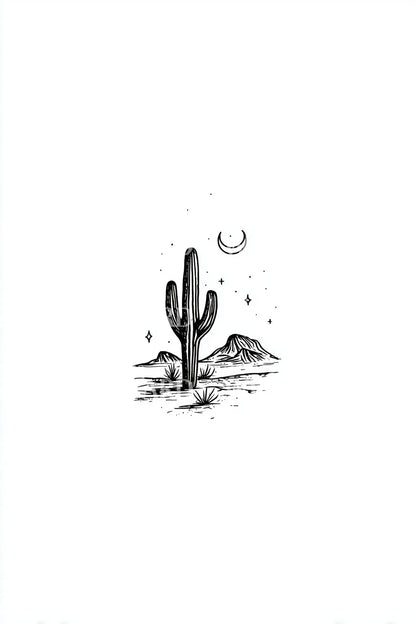 Minimal Desert Cactus Tattoo Idea
