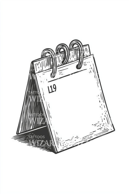 Minimal Desk Calendar Tattoo Design
