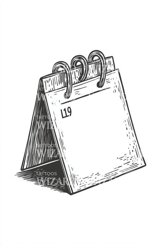 Minimal Desk Calendar Tattoo Design