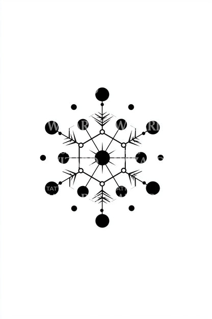 Minimal Dot Snowflake Tattoo Design