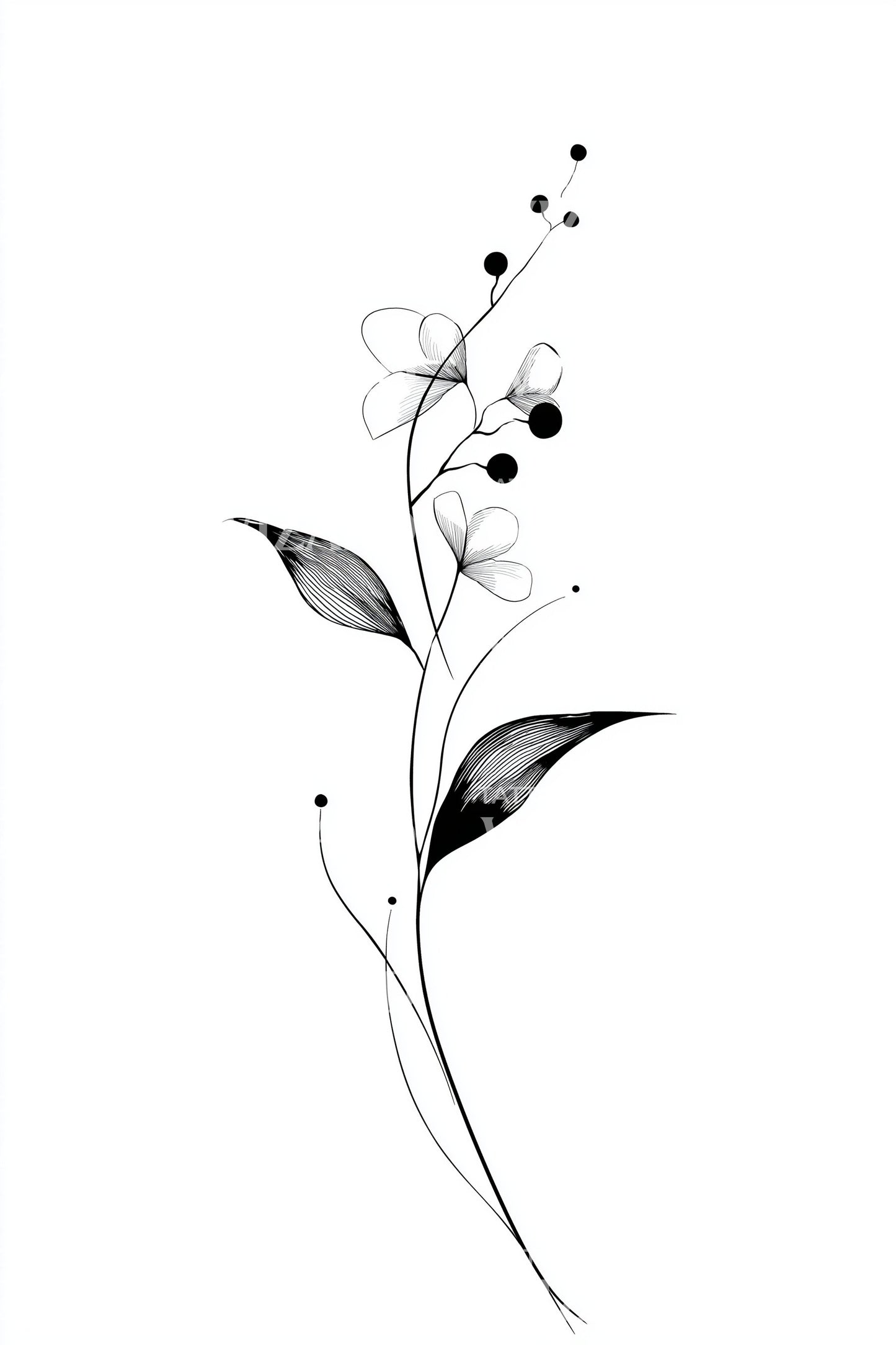 Minimal Dot Sprig Tattoo Design