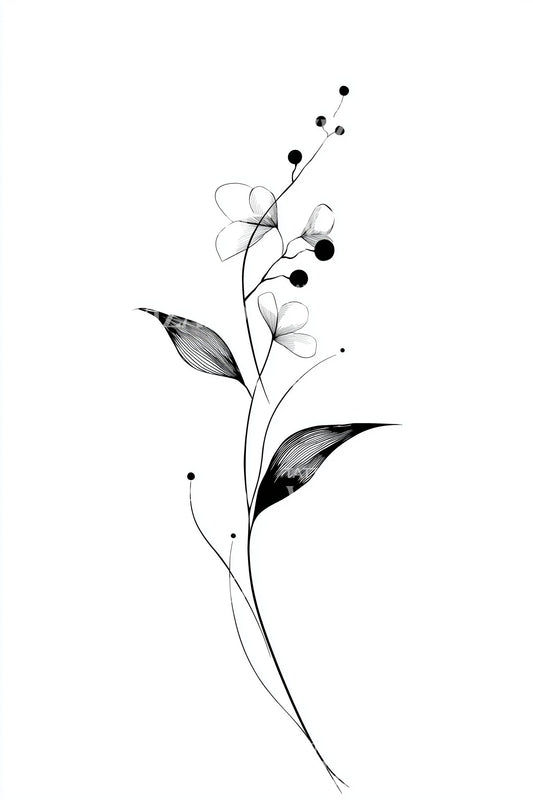 Minimal Dot Sprig Tattoo Design