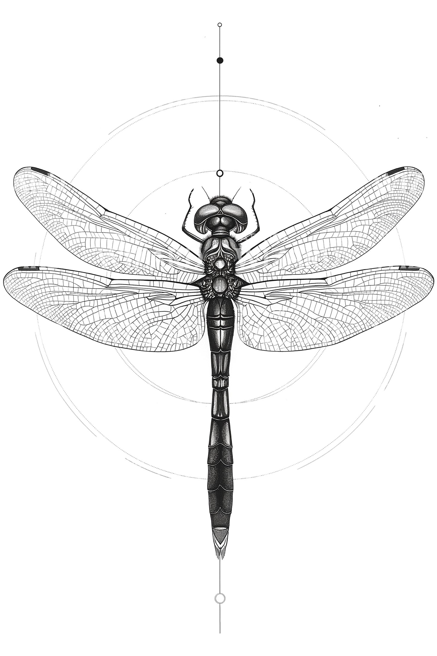 Minimal Dragonfly Linework Tattoo Design