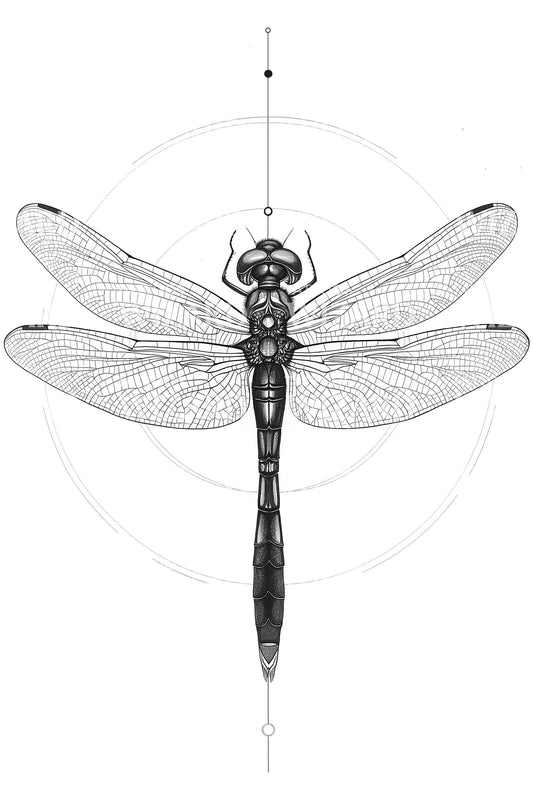 Minimal Dragonfly Linework Tattoo Design