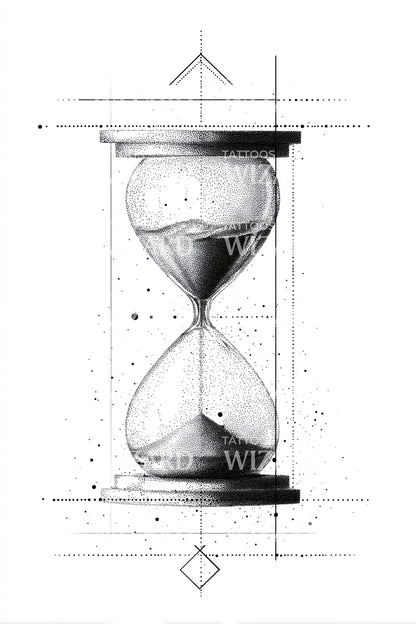 Minimal Dust Hourglass Tattoo Design