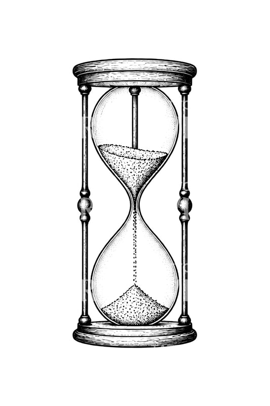 Idée de tatouage minimaliste sablier gravé