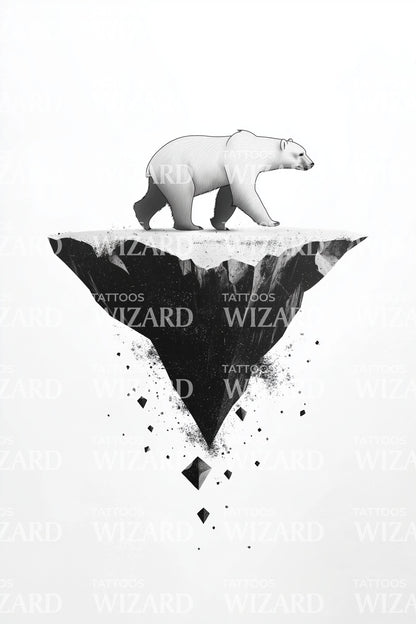 Minimal Floating Bear Tattoo Design
