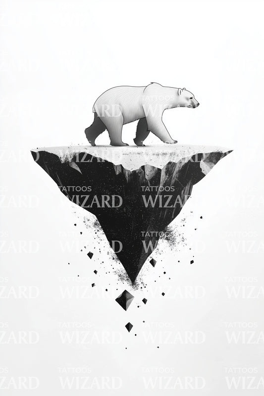 Minimal Floating Bear Tattoo Design