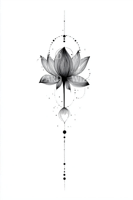 Minimalistisch geometrisch lotus tatoeage idee