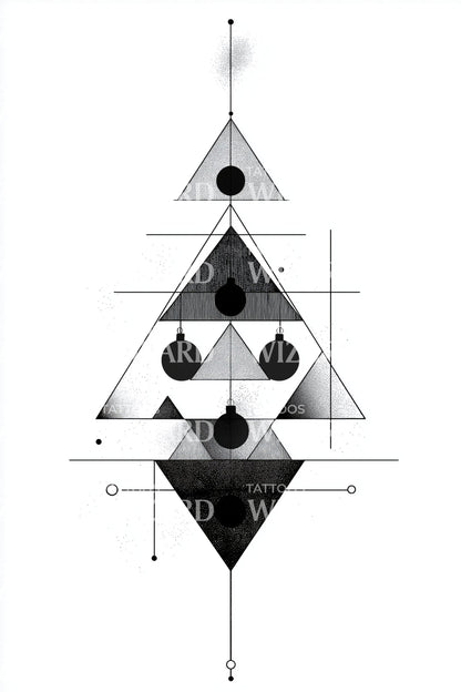 Minimal Geometric Tree Tattoo Illustration