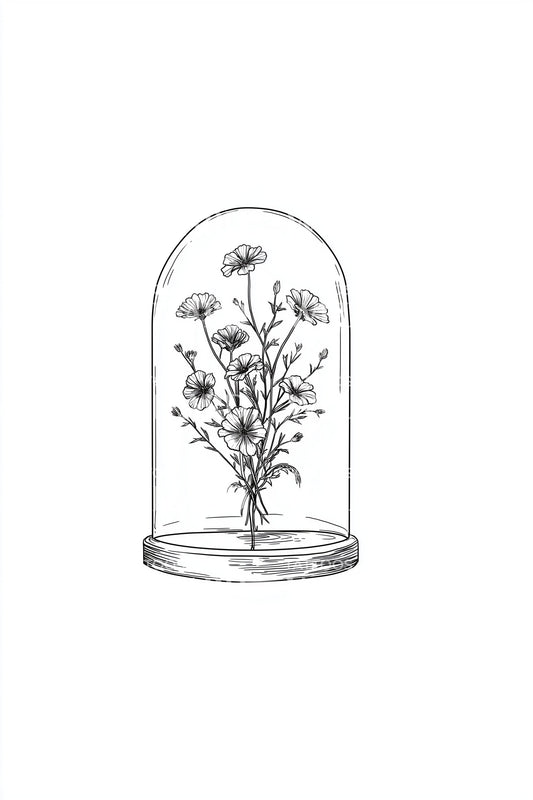 Minimal Glass Cloche Tattoo Design