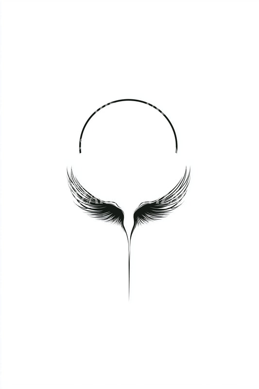 Idea di tatuaggio minimalista con piuma e alone