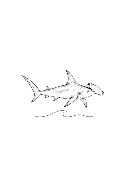 Minimal Hammerhead Shark Fine Line Tattoo