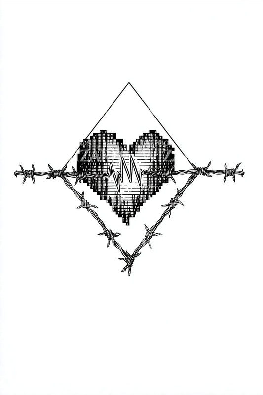 Minimal Hanging Heart Diamond Tattoo Illustration