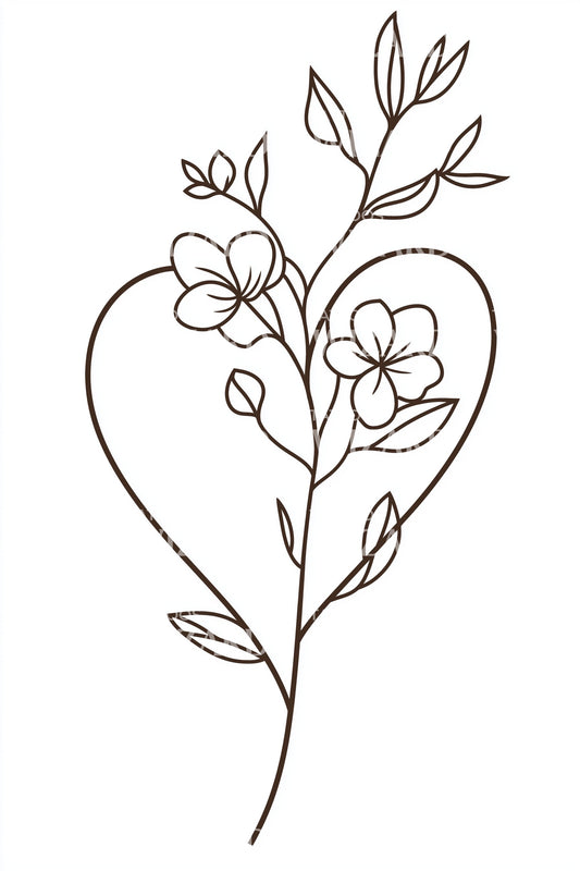 Minimal Heart Sprig Tattoo Design