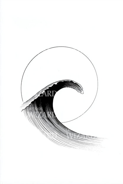 Minimal Japanese Wave Tattoo Design