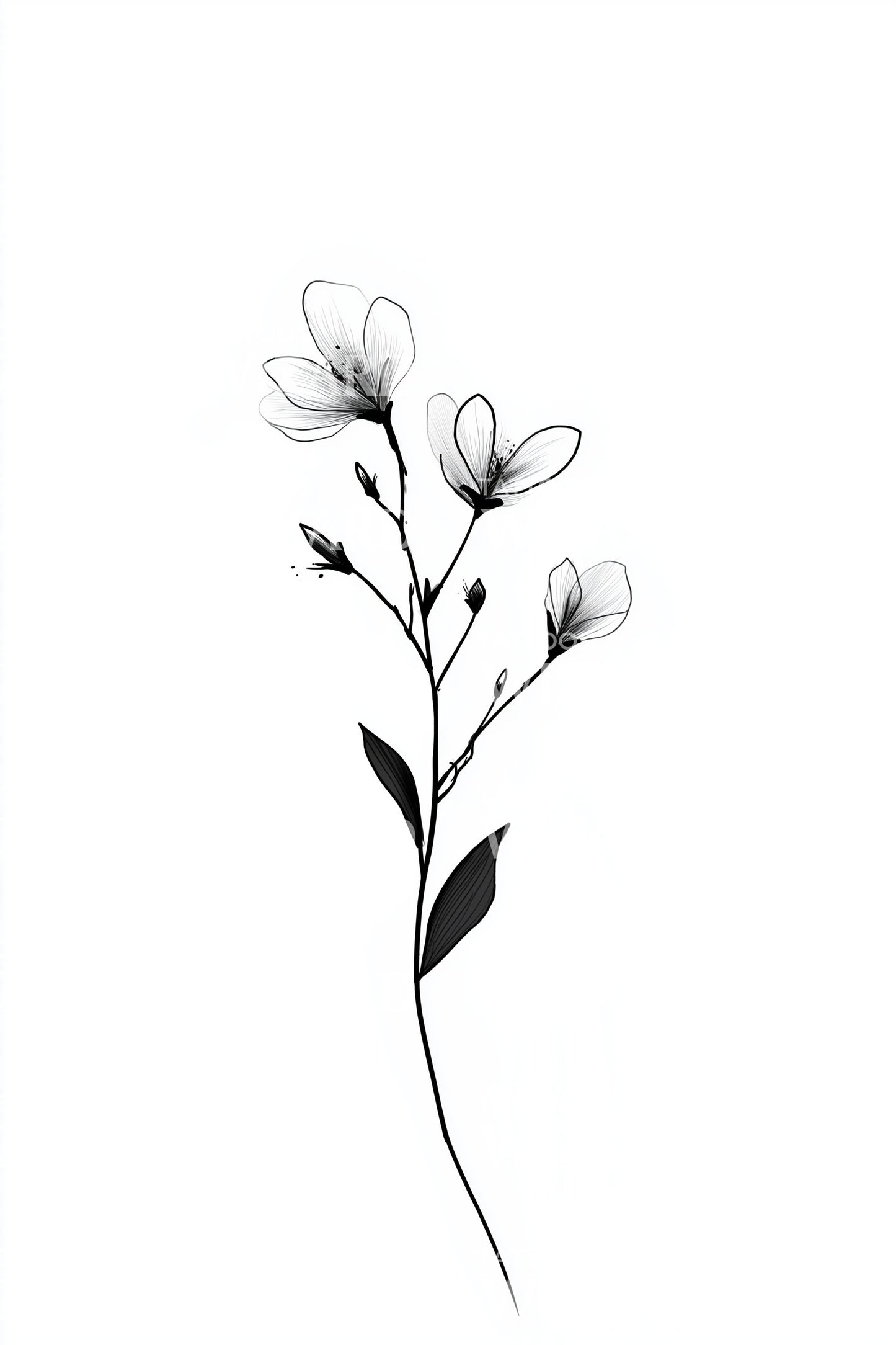 Minimal Jasmine Stem Tattoo Design