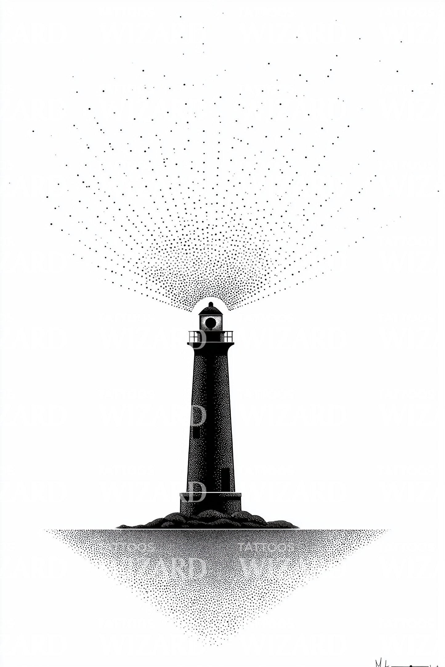 Minimal Lighthouse Horizon Tattoo Design
