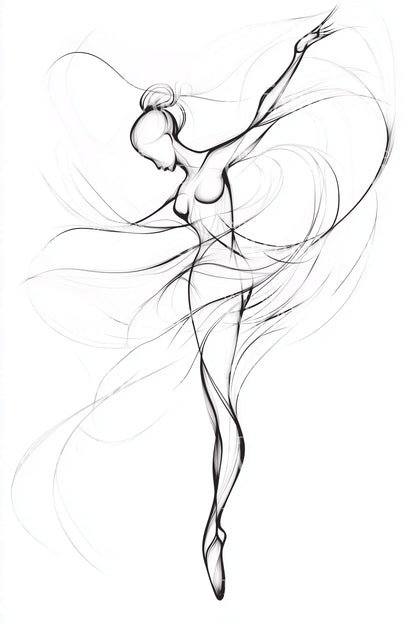 Minimal Line Ballerina Tattoo Illustration