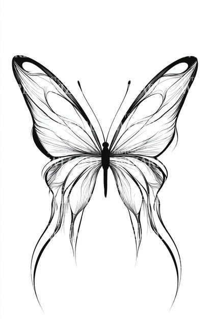 Minimal Line Butterfly Tattoo Design