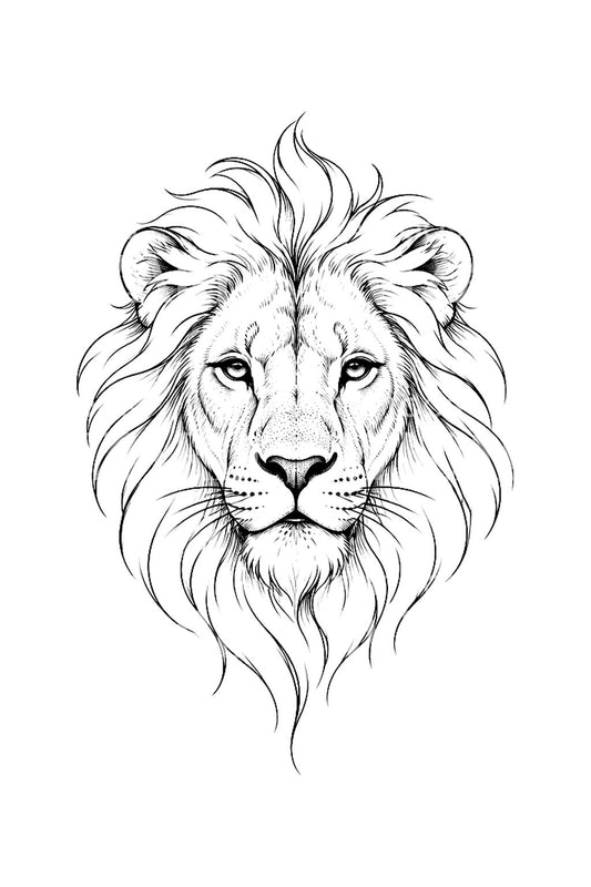 Idea de tatuaje minimalista de cabeza de león line art
