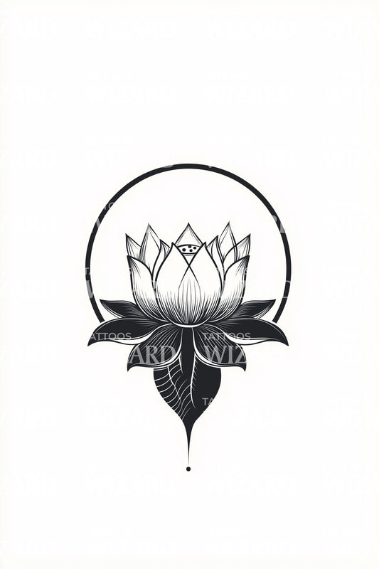 Minimalistisches Lotus-Kreis-Tattoo-Design