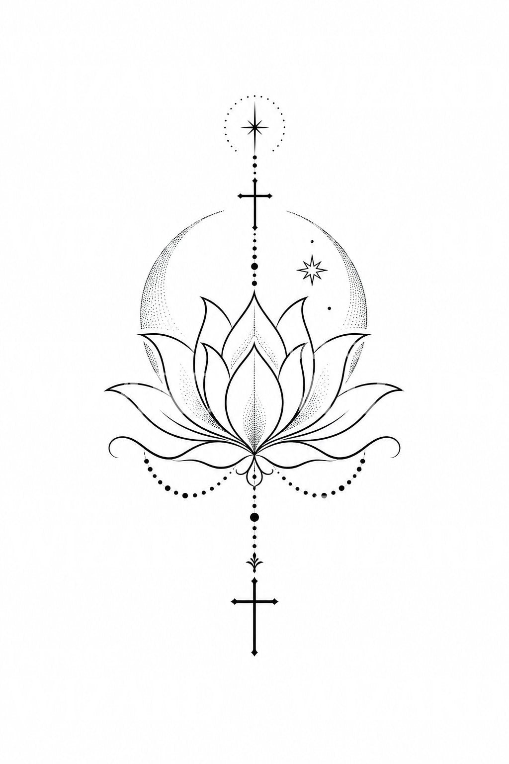 Minimal Lotus Peace Tattoo Design