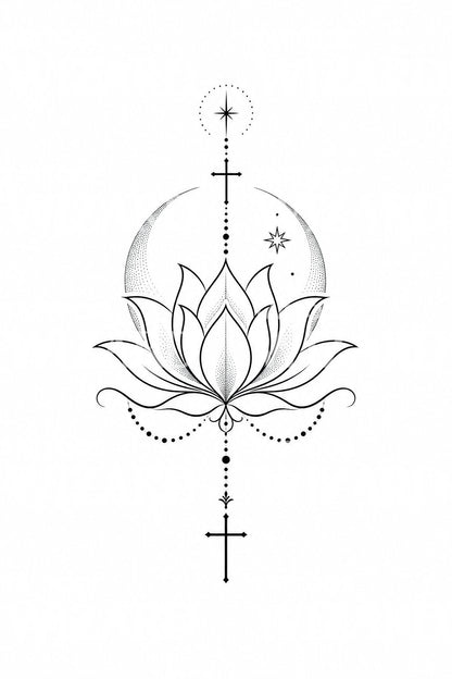 Minimal Lotus Peace Tattoo Design
