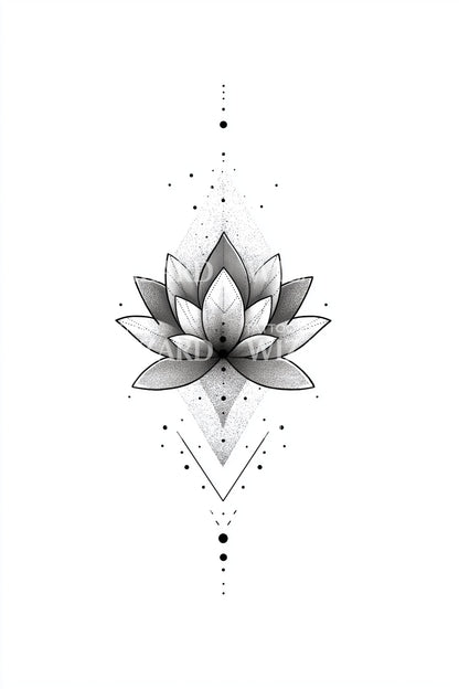 极简莲花点刺青设计