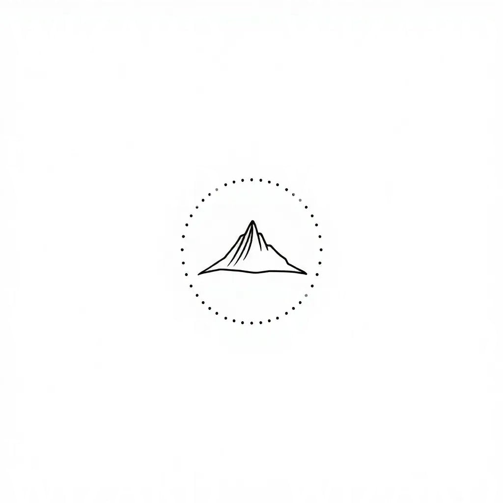Minimal Mountain Circle Tattoo Design