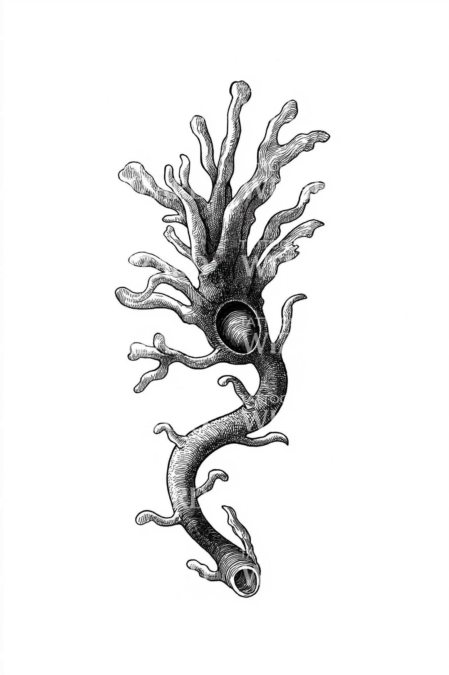 Minimal Neuron Sprout Tattoo Design