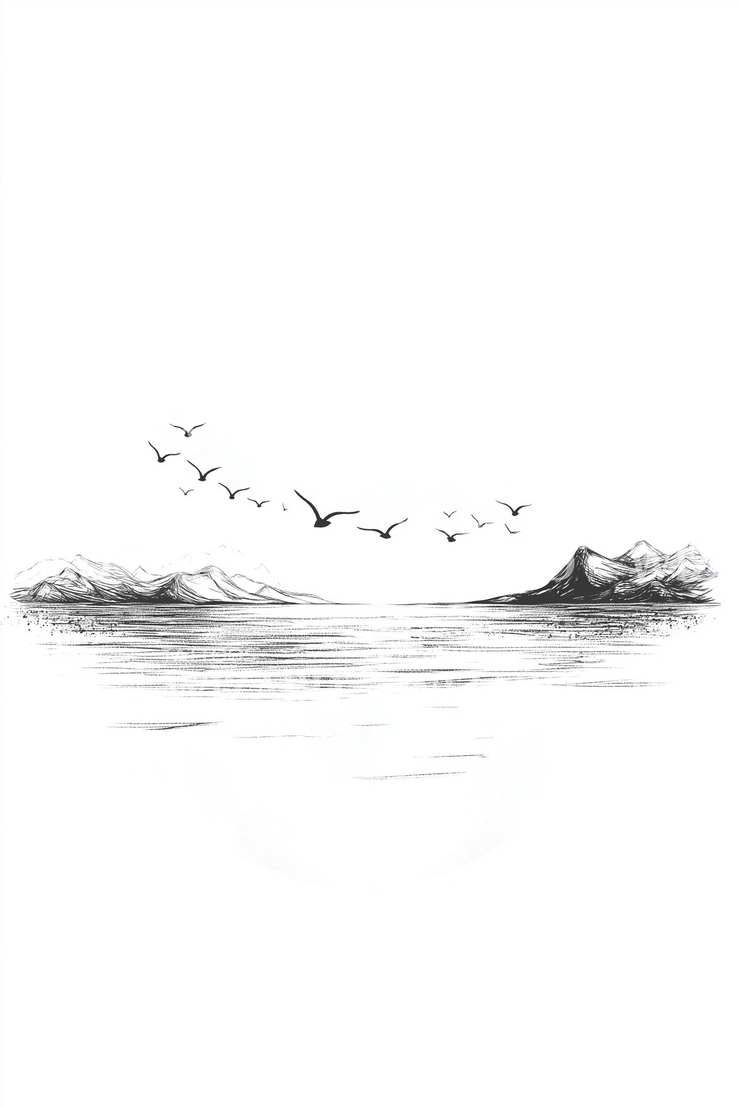 Minimal Ocean Birds Tattoo Idea