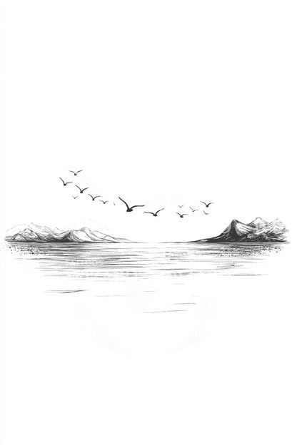 Minimal Ocean Birds Tattoo Idea
