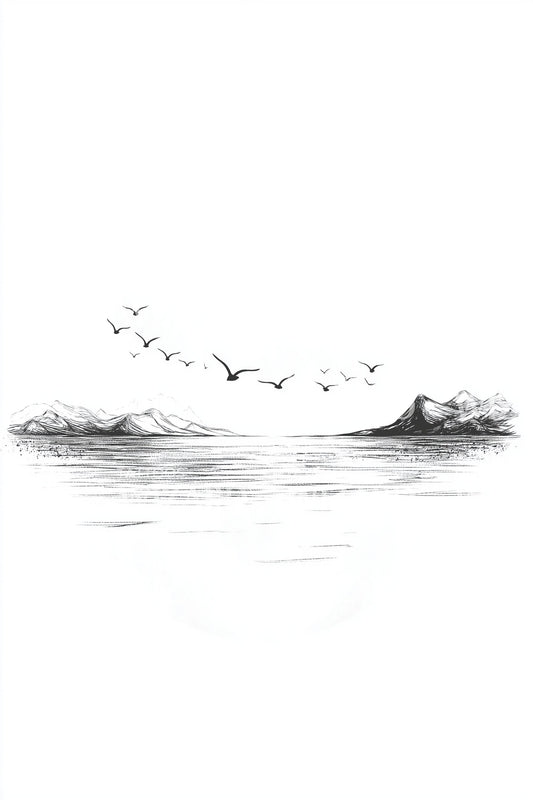 Minimal Ocean Birds Tattoo Idea