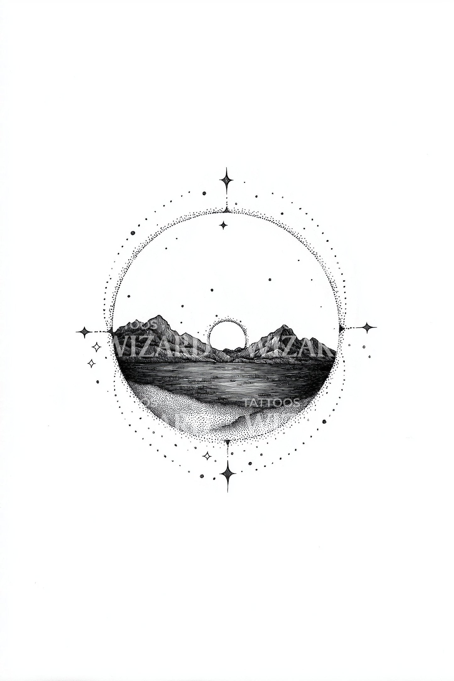Minimal Ocean Horizon Tattoo Design