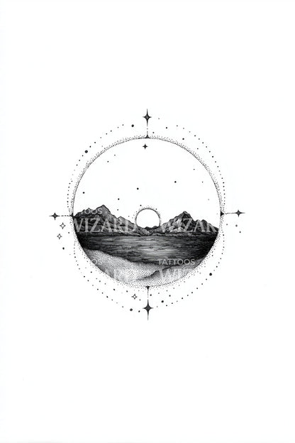 Minimal Ocean Horizon Tattoo Design